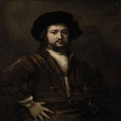 РЕМБРАНДТ «Поясной портрет неизвестного мужчины, стоящего подбоченясь». 1658